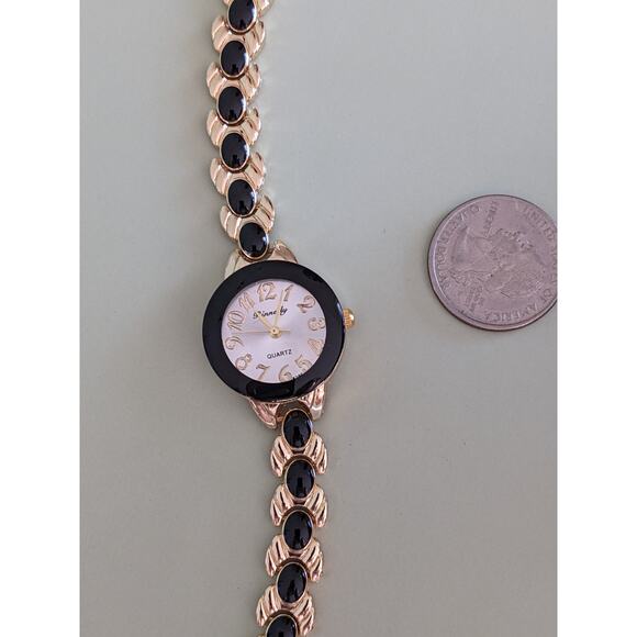 Preowned French Inspired Dainty Gold Tone Women's Watch 7.5in Working - Picture 8 of 8